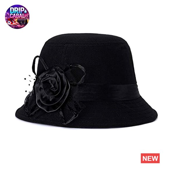 Vintage Felt Cloche Hat Winter Floral Fedora Bucket Hat main image 5